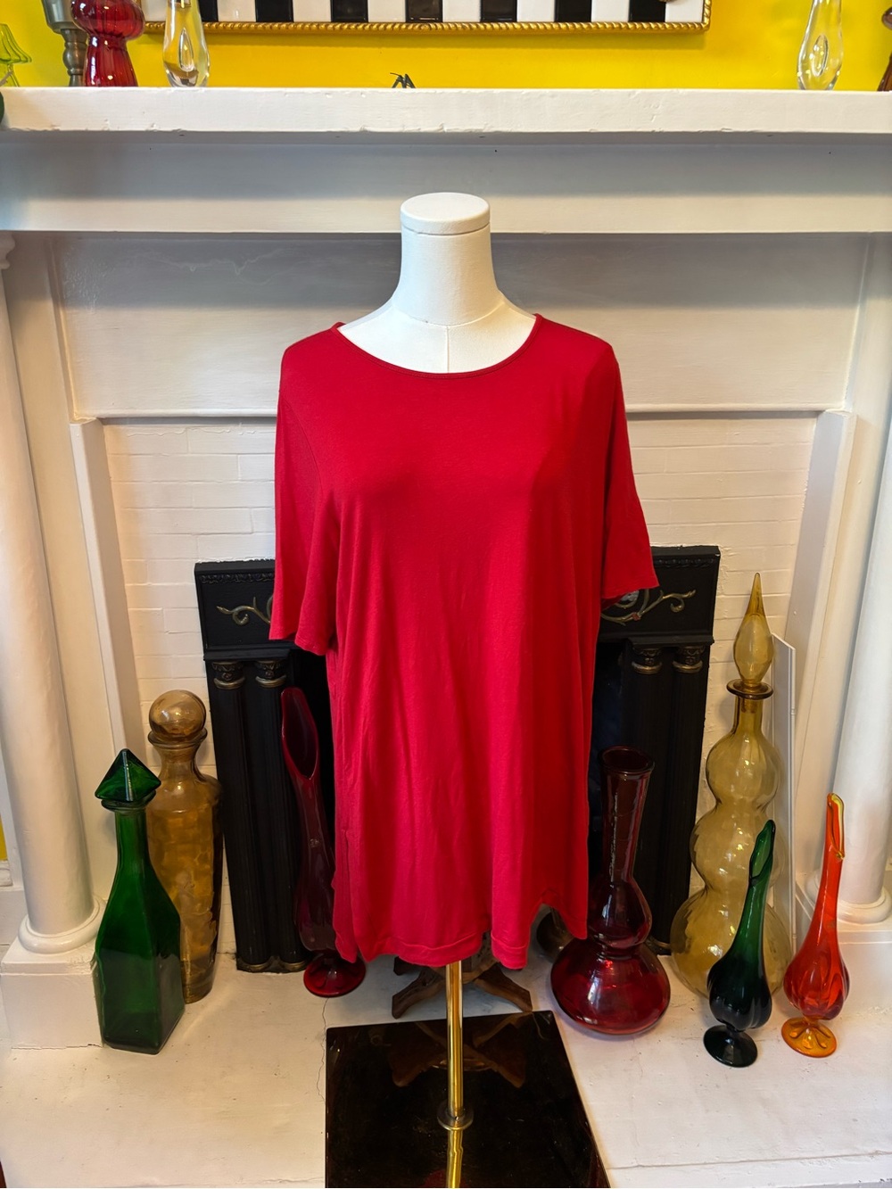 J. Jill Bright Red Short-Sleeve Scoop Neck Tee